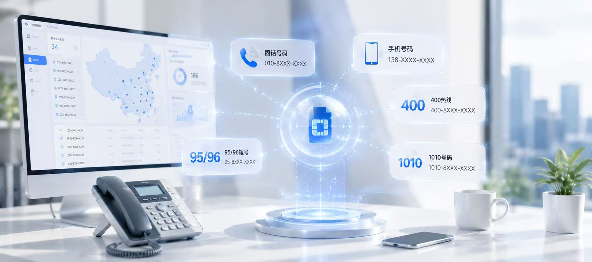 云通SIPX，可为企业提供固话号码、手机号码、400热线、95/96短号、1010号码等各类通信号码