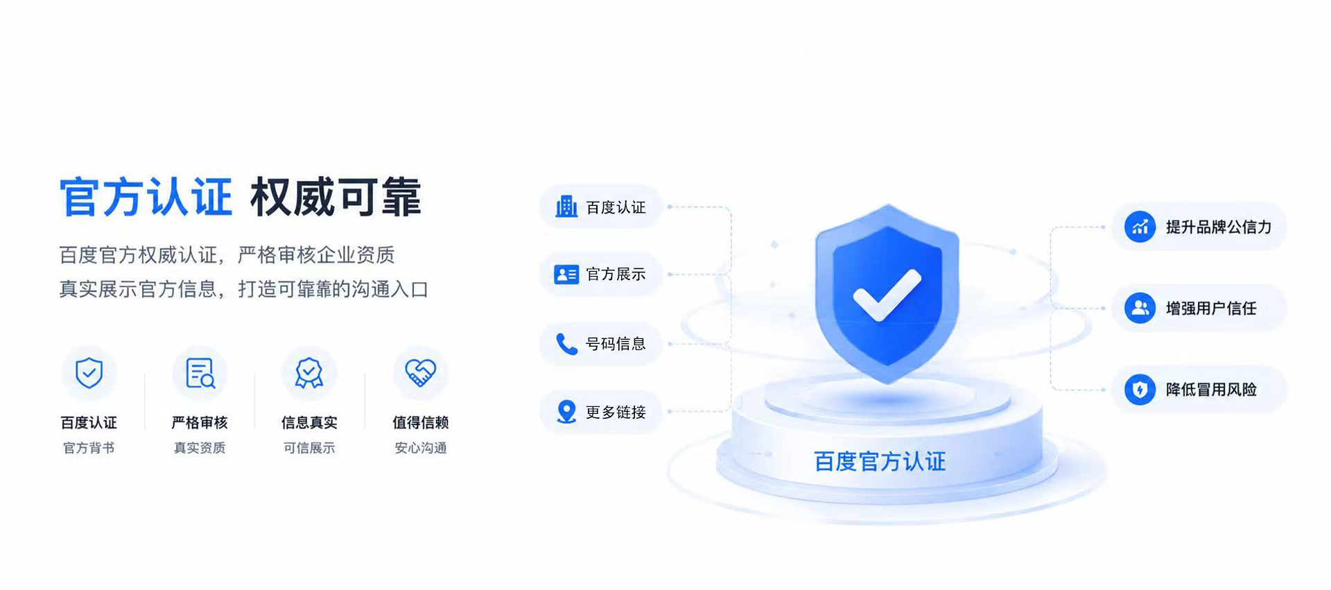 百度企业号码认证,官方权威认证、严格审核、提升品牌公信力、降低冒用风险 百度企业号码认证,官方权威认证、严格审核、提升品牌公信力、降低冒用风险