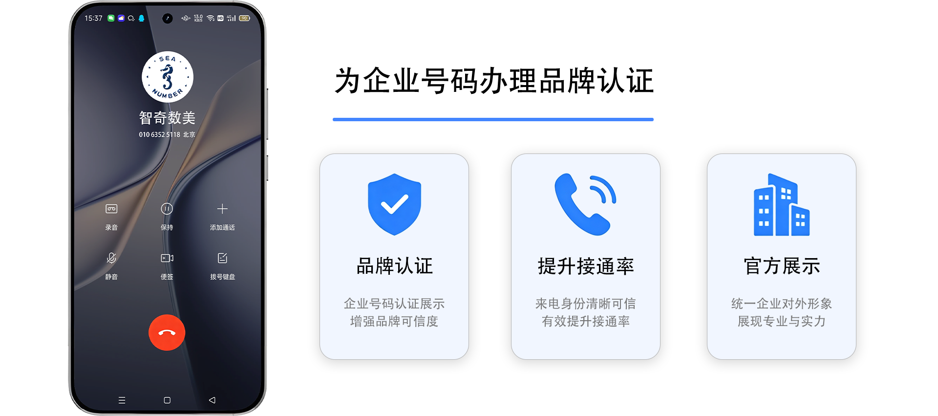 企业号码品牌认证，智奇数美官方展示提升接通率，统一企业形象增强可信度，咨询01063528118